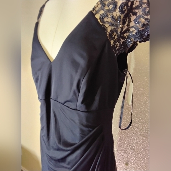 Black Flutter Sleeve V-Neck Maxi Gown - Picture 3 of 8